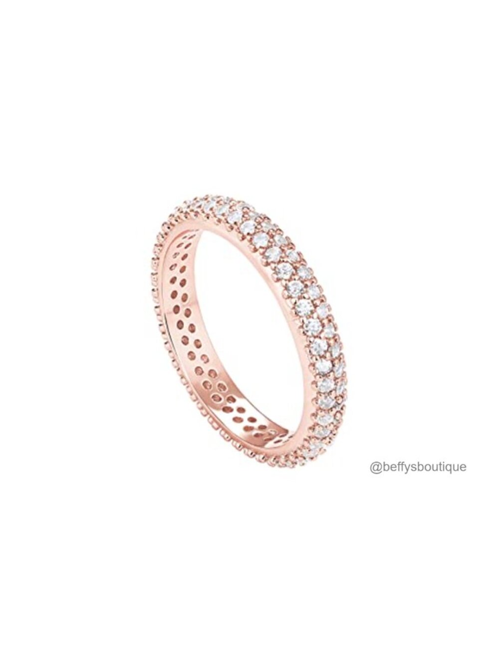 14K Gold Plated Cubic Zirconia Double Row Eternity Band Ring for Women